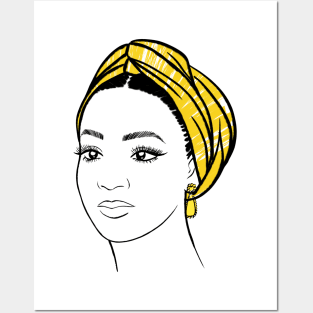 beautiful african american girl in yellow turban Posters and Art